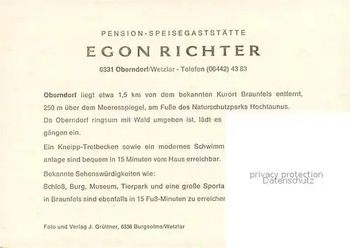 AK / Ansichtskarte Oberndorf_Wetzlar Pension Speisegaststaette Richter Oberndorf_Wetzlar