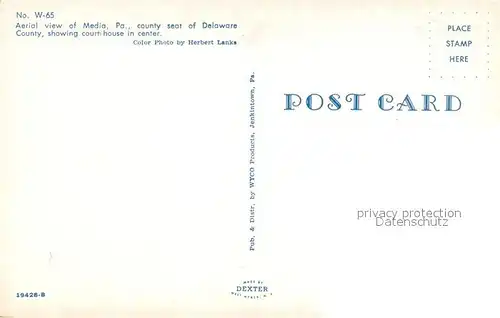 AK / Ansichtskarte Media_Pennsylvania Aerial view County seat of Delaware County showing court house in center Media Pennsylvania