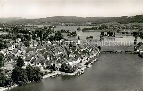 AK / Ansichtskarte Stein_Rhein Fliegeraufnahme mit Insel Werd und Untersee Stein Rhein