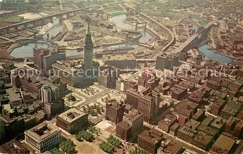 AK / Ansichtskarte Cleveland_Ohio Aerial view of Downtown Cleveland_Ohio