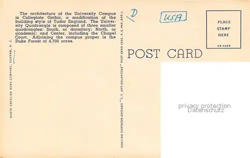 AK / Ansichtskarte Durham_North_Carolina Aerial View of Duke University  