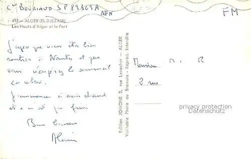 AK / Ansichtskarte Alger_Algerien Les Hauts dAlger et le Port Vue aerienne Alger Algerien