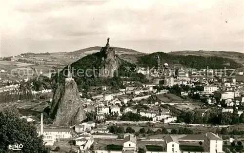 AK / Ansichtskarte Le_Puy en Velay Vue panoramique aerienne et les Deux Rochers Corneille et Aiguilhe Le_Puy en Velay