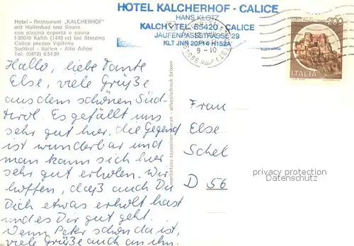 AK / Ansichtskarte Kalch_Sterzing Hotel Restaurant Kalcherhof Hallenbad 