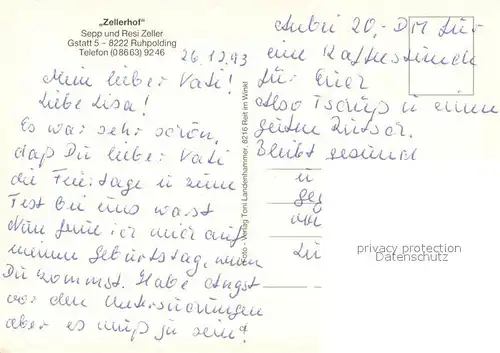 AK / Ansichtskarte Ruhpolding Gaestehaus Pension Zellerhof Fremdenzimmer Gastraum Pferdekutsche Ruhpolding