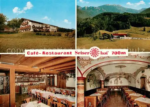 AK / Ansichtskarte Reit_Aschau_Chiemgau Cafe Pension Restaurant Seiserhof Landschaftspanorama Chiemgauer Alpen Reit_Aschau_Chiemgau