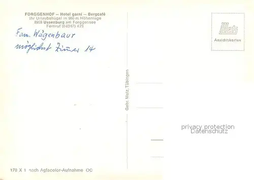 AK / Ansichtskarte Ussenburg Hotel Bergcafe am Forggensee Ussenburg