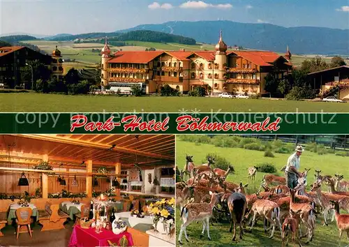 AK / Ansichtskarte Warzenried Park Hotelanlage Boehmerwald Restaurant Wildgehege Landschaftspanorama Warzenried