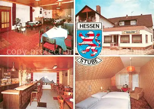 AK / Ansichtskarte Rengshausen_Knuellwald Gasthaus Pension Hessenstube Restaurant Fremdenzimmer Wappen Rengshausen Knuellwald