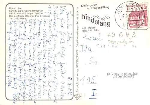 AK / Ansichtskarte Unterjoch Gaestehaus Pension Haus Luise Landschaftspanorama Allgaeuer Alpen Almvieh Kuehe Kirche Alpenflora Unterjoch