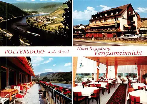 AK / Ansichtskarte Poltersdorf Hotel Restaurant Vergissmeinnicht an der Mosel Landschaftspanorama Poltersdorf