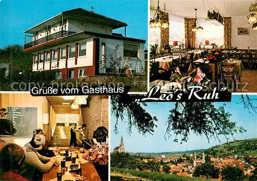 AK / Ansichtskarte Waldboeckelheim Gasthau Cafe Leo s Ruh Kegelbahn Stadtpanorama Waldboeckelheim