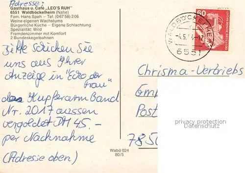 AK / Ansichtskarte Waldboeckelheim Gasthau Cafe Leo s Ruh Kegelbahn Stadtpanorama Waldboeckelheim