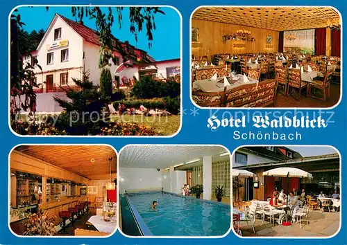 AK / Ansichtskarte Schoenbach_Hassfurt Hotel Waldblick Restaurant Cafe Hallenbad Terrasse Schoenbach Hassfurt