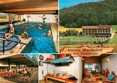 AK / Ansichtskarte Grasellenbach Ferienhotel Marienhof Pension Cafe Hallenbad Terrasse Grasellenbach
