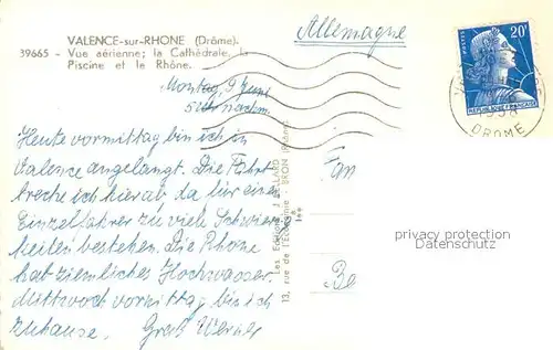 AK / Ansichtskarte Valence_Drome Vue aerienne la Cathedrale la Piscine et le Rhone Valence_Drome