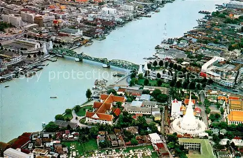 AK / Ansichtskarte Bangkok Air view of the Memorial Bridge and towns on both sides of Chao Phya River Bangkok