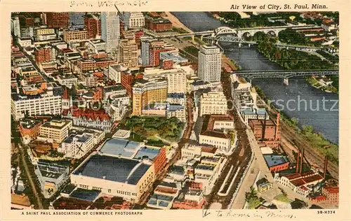AK / Ansichtskarte Saint_Paul_Minnesota Air view of Saint Pauls downtown district showing proximity of Municipal Auditorium 
