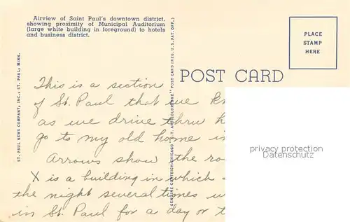 AK / Ansichtskarte Saint_Paul_Minnesota Air view of Saint Pauls downtown district showing proximity of Municipal Auditorium 