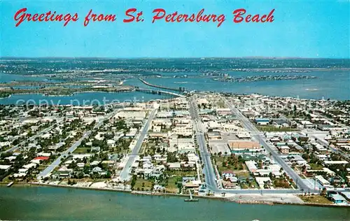 AK / Ansichtskarte St_Petersburg_Florida Air view of Beach business district and Causeway Bridge 