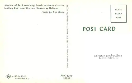 AK / Ansichtskarte St_Petersburg_Florida Air view of Beach business district and Causeway Bridge 