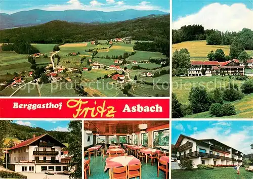 AK / Ansichtskarte Drachselsried Fliegeraufnahme Berggasthof Asbach Details Gastraum Drachselsried