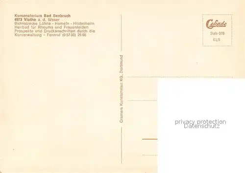 AK / Ansichtskarte Vlotho Kursanatorium Bad Seebruch Gymnastikraum Teilansicht Moortretbad Nebelkeller Vlotho