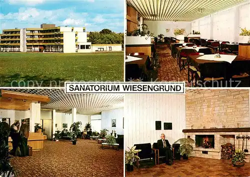 AK / Ansichtskarte Bad_Westernkotten Sanatorium Wiesengrund Gastraum Foyer Kaminzimmer Bad_Westernkotten