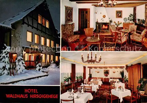 AK / Ansichtskarte Kirchhundem Hotel Waldhaus Hirschgehege Gastraeume Kirchhundem
