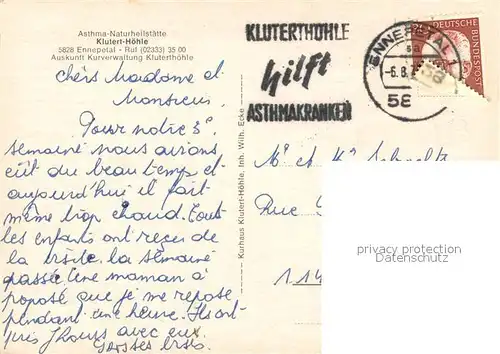 AK / Ansichtskarte Ennepetal Asthma Naturheilstaette Klutert Hoehle Ennepetal