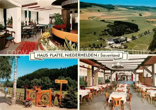 AK / Ansichtskarte Niederhelden Haus Platte Gastraeume Eingangstor Panorama Niederhelden