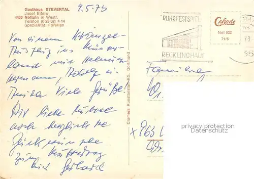 AK / Ansichtskarte Nottuln Gasthaus Stevertal Gastraeume Nottuln