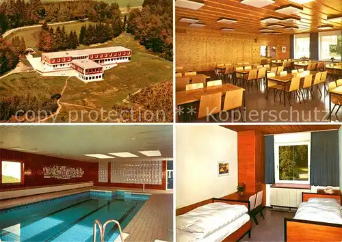 AK / Ansichtskarte Dinkelscherben Kreisjugendheim Fliegeraufnahme Schulungsraum Hallenbad Zimmer Dinkelscherben