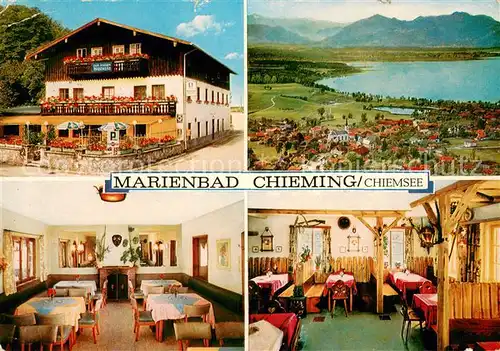 AK / Ansichtskarte Chieming_Chiemsee Cafe Restaurant Marienbad Gastraeume Panorama Chieming Chiemsee