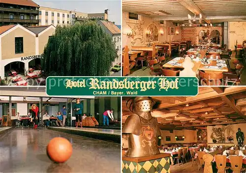 AK / Ansichtskarte Cham_Oberpfalz Hotel Randsberger Hof Gastraeume Kegelbahn Cham Oberpfalz