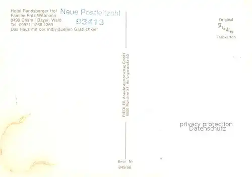 AK / Ansichtskarte Cham_Oberpfalz Hotel Randsberger Hof Gastraeume Kegelbahn Cham Oberpfalz