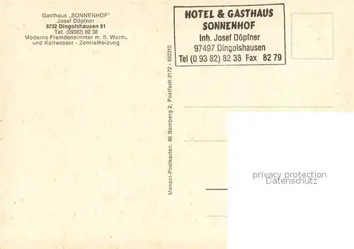 AK / Ansichtskarte Dingolshausen Gasthaus Sonnenhof Gastraeume Zur Reblaus Dingolshausen