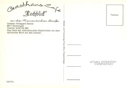 AK / Ansichtskarte Denklingen_Oberbayern Gasthaus Lechblick Gaststube Terrasse Seepartie Denklingen Oberbayern