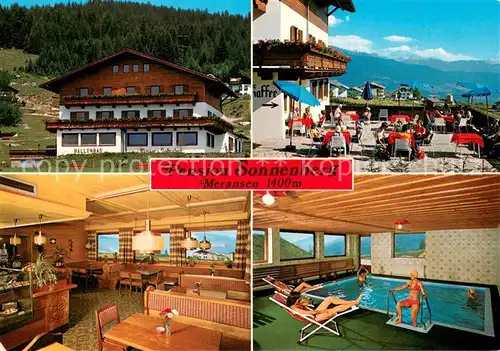 AK / Ansichtskarte Meransen Pension Sonnenberg Terrasse Gaststube Hallenbad Meransen