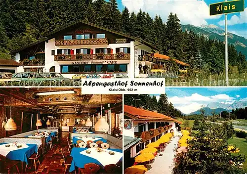 AK / Ansichtskarte Klais Alpengasthof Cafe Sonnenhof Restaurant Terrasse Alpen Klais