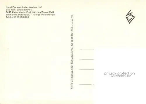 AK / Ansichtskarte Kaitersbach Hotel Pension Kaitersbacher Hof Restaurant Terrasse Landschaftspanorama Kaitersbach