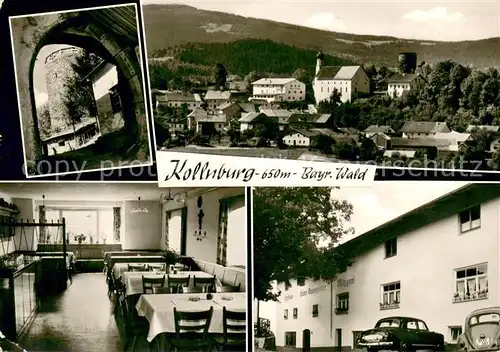 AK / Ansichtskarte Kollnburg Burgturm Panorama Gasthaus Baumgartner Gaststube Kollnburg