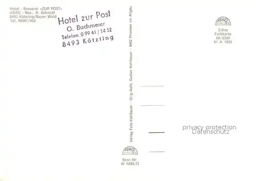 AK / Ansichtskarte Koetzting Hotel Brauerei Zur Post Gaststuben Panorama Koetzting