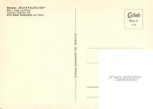 AK / Ansichtskarte Rothenfels_Unterfranken Pension Maintalblick Gaststube Terrasse Wildgehege Mainpartie Rothenfels Unterfranken