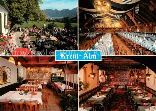 AK / Ansichtskarte Grossweil Alpengasthof Kreut Alm Restaurant Terrasse Festsaal Grossweil