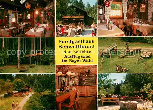 AK / Ansichtskarte Zwiesel_Niederbayern Forstgasthaus Schwellhaeusl Tastraeume Baumpfad Bar Terrasse Zwiesel Niederbayern