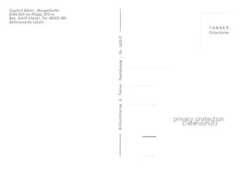 AK / Ansichtskarte Zell_Allgaeu Gasthof Baeren Burgschenke Zell Allgaeu