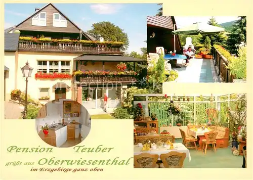 AK / Ansichtskarte Oberwiesenthal_Erzgebirge Pension Teuber Terrasse Gaststube Oberwiesenthal Erzgebirge