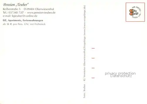 AK / Ansichtskarte Oberwiesenthal_Erzgebirge Pension Teuber Terrasse Gaststube Oberwiesenthal Erzgebirge