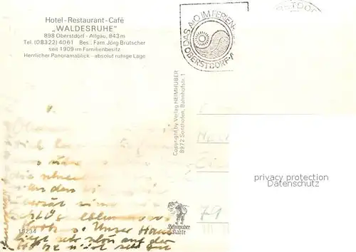 AK / Ansichtskarte Oberstdorf Hotel Restaurant Cafe Waldesruhe Oberstdorf